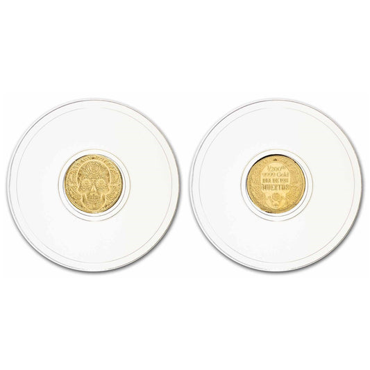 Day of the Dead Rose Skull 1/200 Oz .9999 Fine Gold Round (Sealed in Capsule)