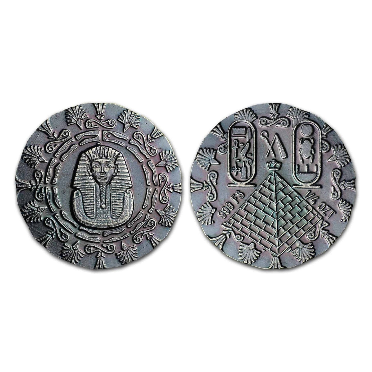 Egyptian King Tut 1/4 Oz .999 Fine Silver Round