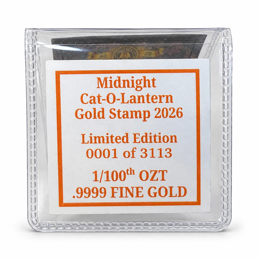 Cat-O-Lantern 1/100 Oz .9999 Fine Gold Stamp (Limited Edition)