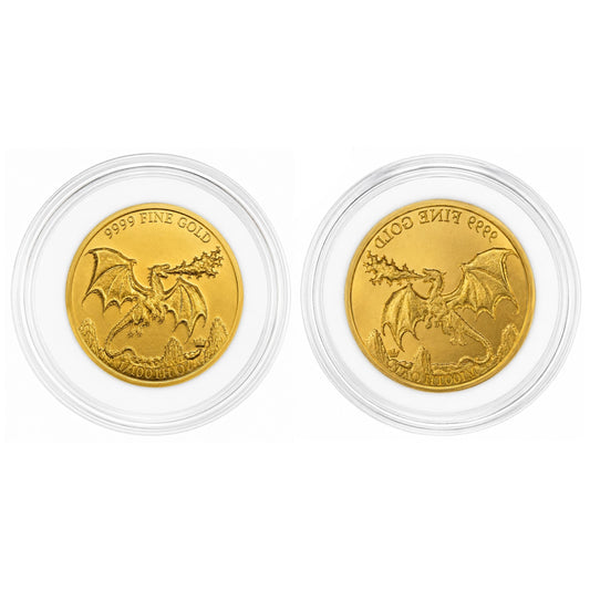 Dragon Ultra High Relief 1/100 Oz .9999 Fine Gold Round (Sealed in Capsule)
