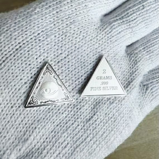 Illuminati 2 Grams .999 Fine Silver Triangle Pyramid Eye Bar 👀
