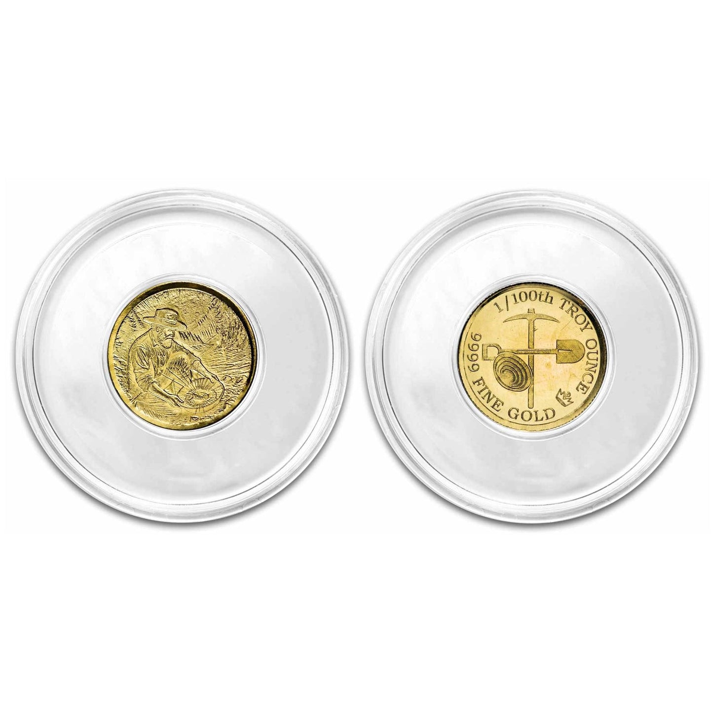 Prospector 1/100 Oz .9999 Fine Gold Round (Sealed in Capsule)