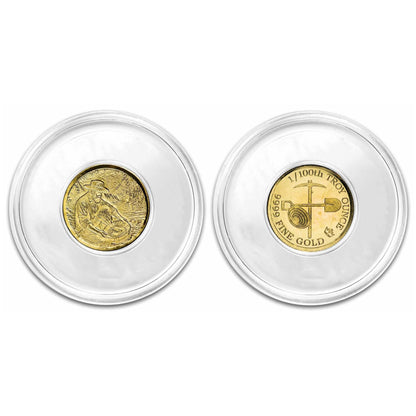 Prospector 1/100 Oz .9999 Fine Gold Round (Sealed in Capsule)