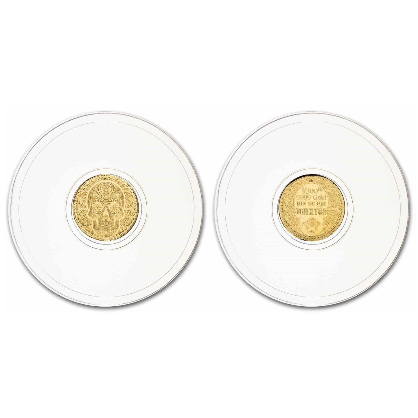 Day of the Dead Rose Skull 1/200 Oz .9999 Fine Gold Round (Sealed in Capsule)