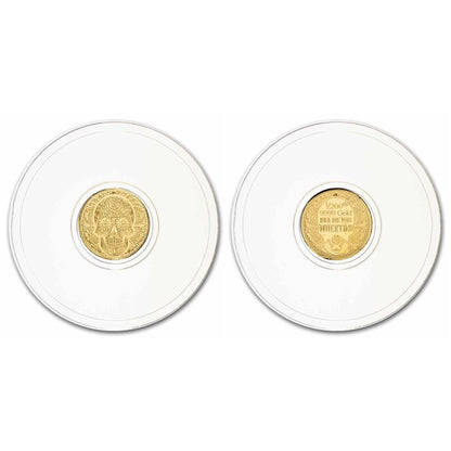 Day of the Dead Rose Skull 1/200 Oz .9999 Fine Gold Round (Sealed in Capsule)
