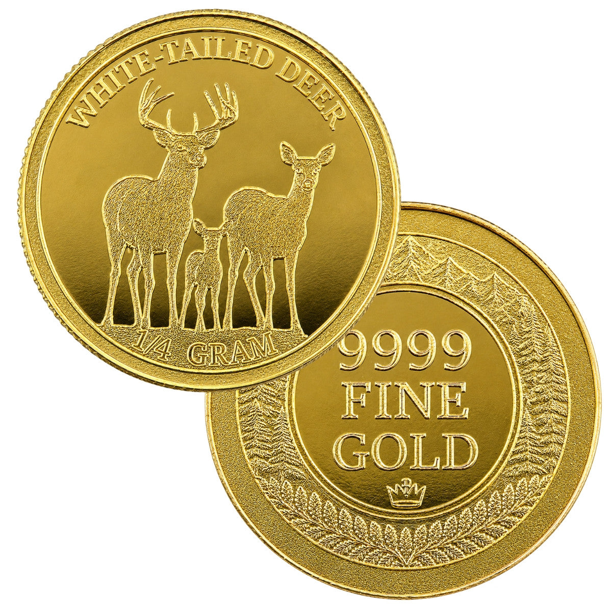 White Tailed Deer 1/4 Gram .9999 Fine Gold Round (Sealed in Capsule)