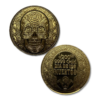 Day of the Dead Rose Skull 1/200 Oz .9999 Fine Gold Round (Sealed in Capsule)
