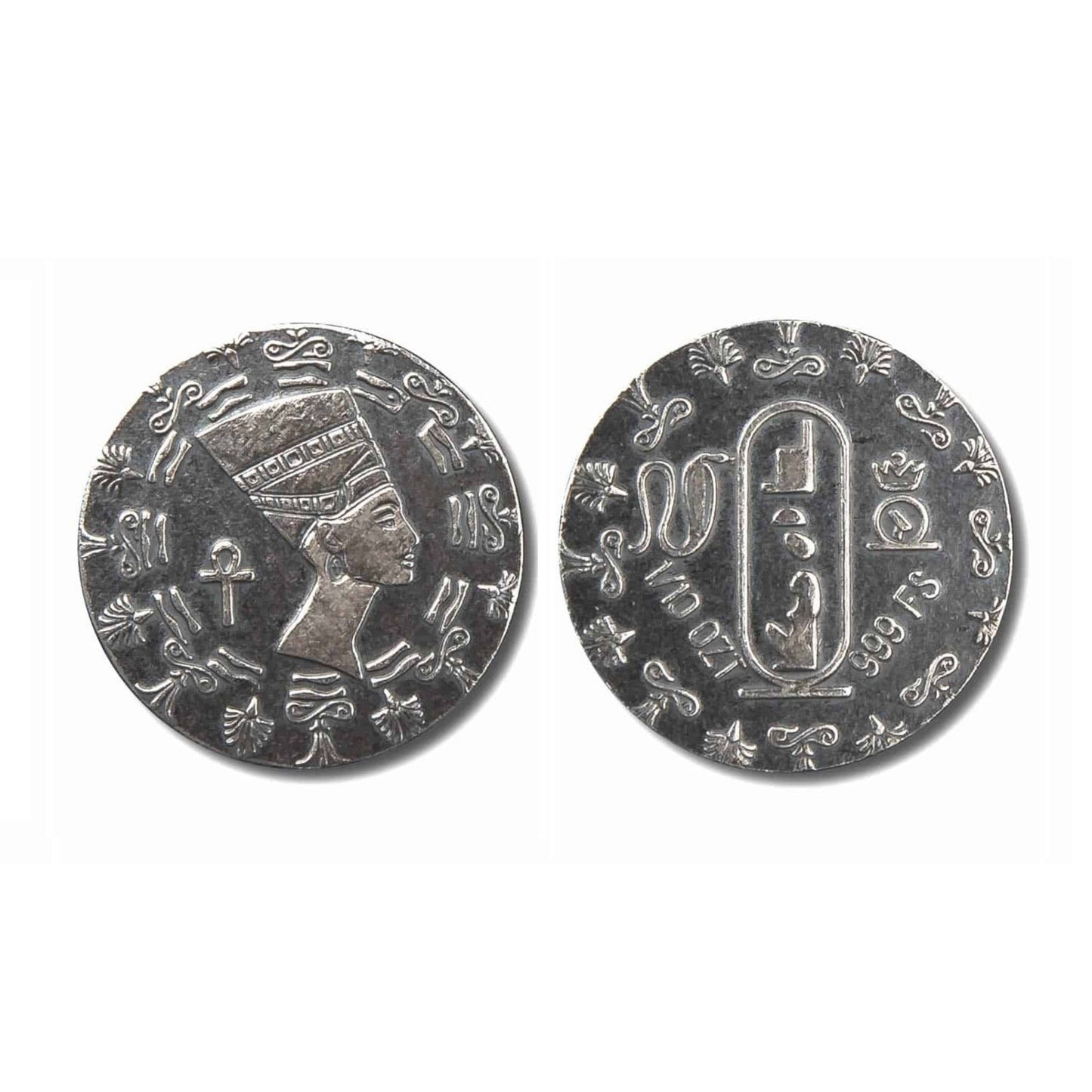 Egyptian Queen Nefertiti 1/10 Oz .999 Fine Silver Round