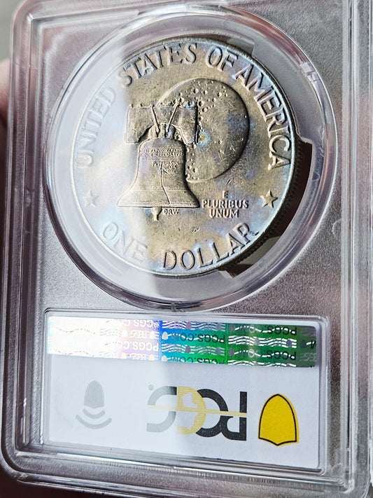1976-D PCGS MS66 Type 2 Toned Eisenhower Dollar
