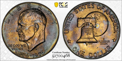 1976-D PCGS MS66 Type 2 Toned Eisenhower Dollar