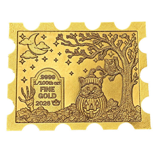 Cat-O-Lantern 1/100 Oz .9999 Fine Gold Stamp (Limited Edition)