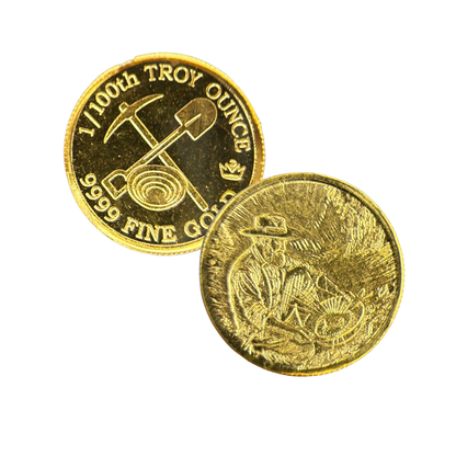 Prospector 1/100 Oz .9999 Fine Gold Round (Sealed in Capsule)