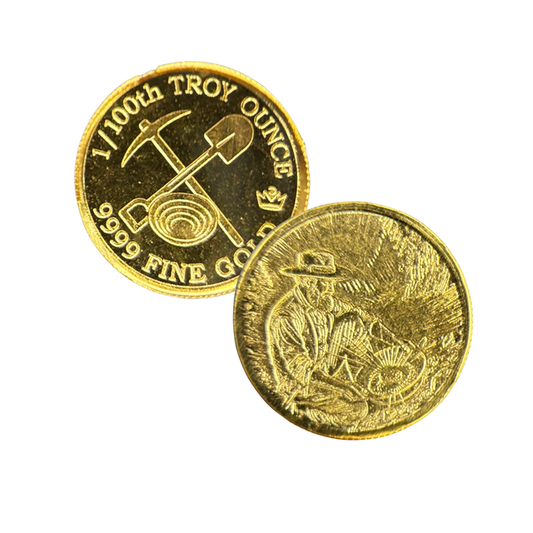 Prospector 1/100 Oz .9999 Fine Gold Round (Sealed in Capsule)