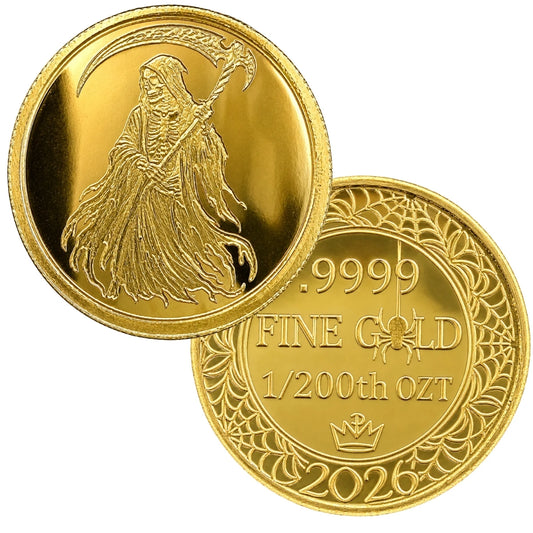 Grim Reaper 1/200 Oz .9999 Fine Gold Round (Sealed in Capsule)