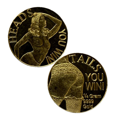Heads & Tails 1/4 Gram .9999 Fine Gold Novelty Round (Sealed in Capsule)