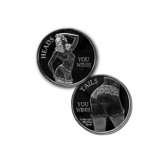 Heads & Tails You Win!!! 1/10 Oz .999 Fine Silver Novelty Round