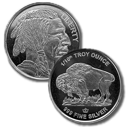 Buffalo 1/10 Oz .999 Fine Silver Round