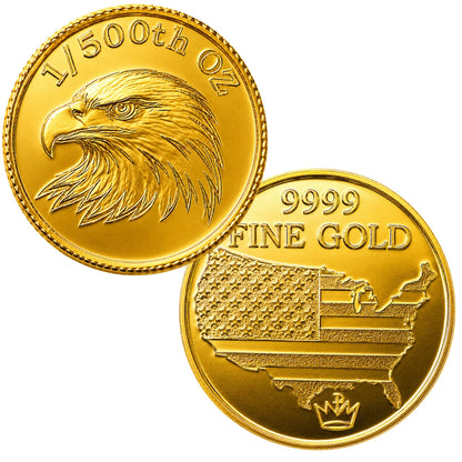 Eagle Head 1/500 Oz .9999 Fine Gold Round (Sealed in Capsule)