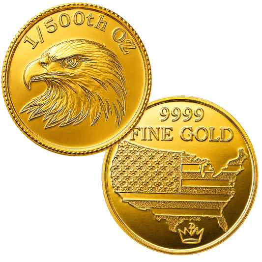 Eagle Head 1/500 Oz .9999 Fine Gold Round (Sealed in Capsule)