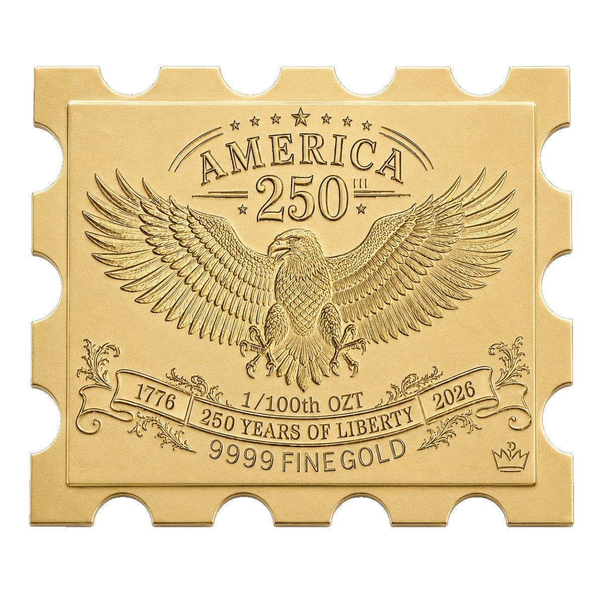 America's 250th Anniversary 1/100 Oz .9999 Fine Gold Stamp (Limited Edition)