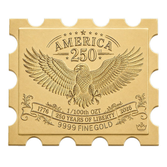 America's 250th Anniversary 1/100 Oz .9999 Fine Gold Stamp (Limited Edition)