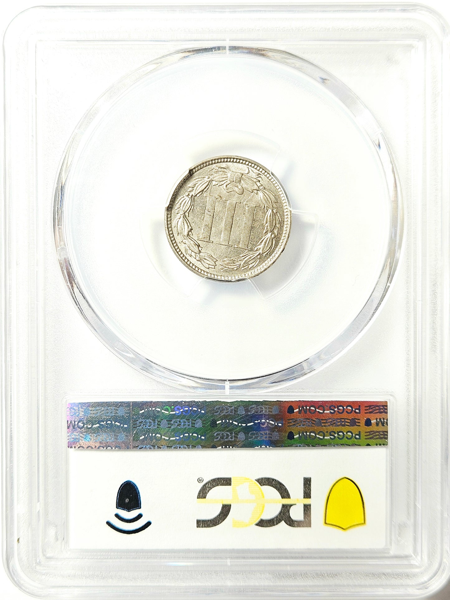 1865 PCGS MS62 Three Cent Nickel 3CN Error