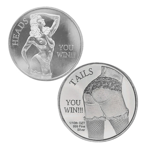 Heads & Tails You Win!!! 1/10 Oz .999 Fine Silver Novelty Round