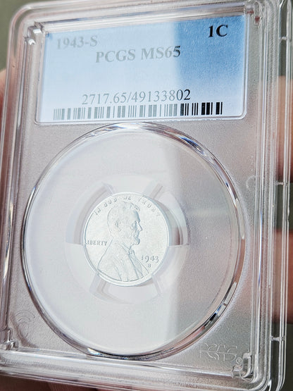 1943-S PCGS MS65 Lincoln Steel Wheat Cent #3802