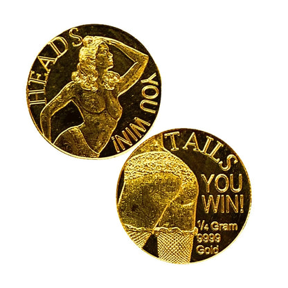 Heads & Tails 1/4 Gram .9999 Fine Gold Novelty Round (Sealed in Capsule)