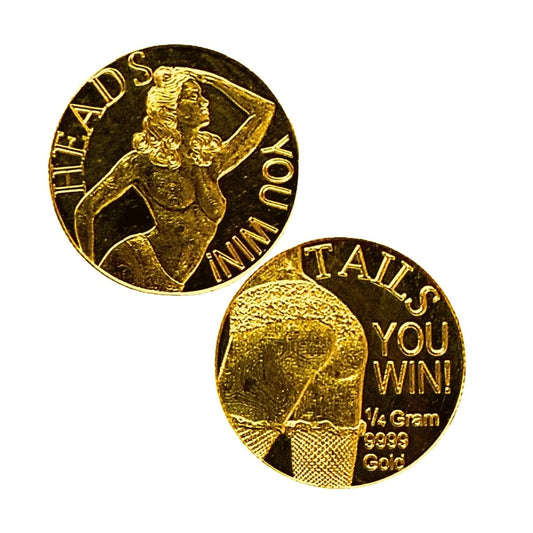 Heads & Tails 1/4 Gram .9999 Fine Gold Novelty Round (Sealed in Capsule)
