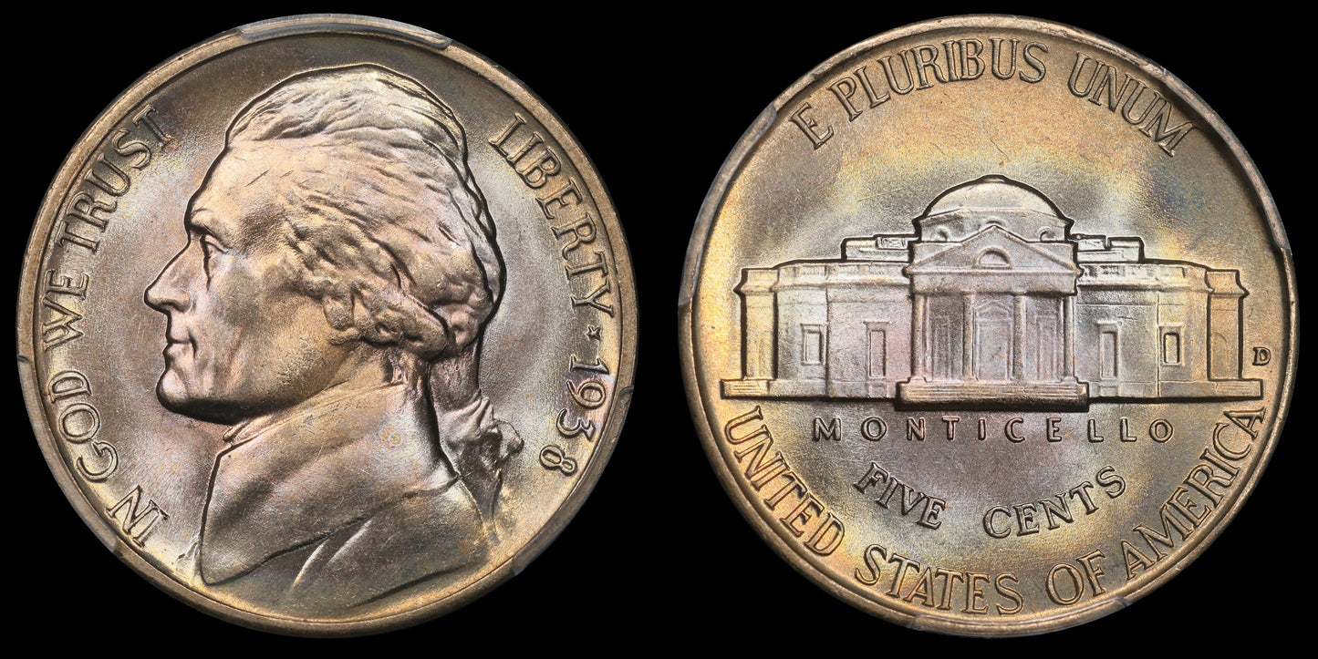 1938-D PCGS MS66FS Toned Jefferson Nickel