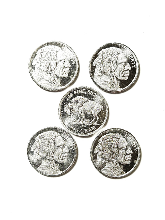 Buffalo 5x 1 Gram .999 Fine Silver Round