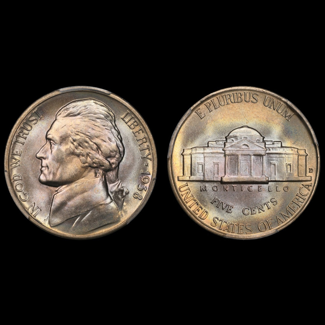 1938-D PCGS MS66FS Toned Jefferson Nickel