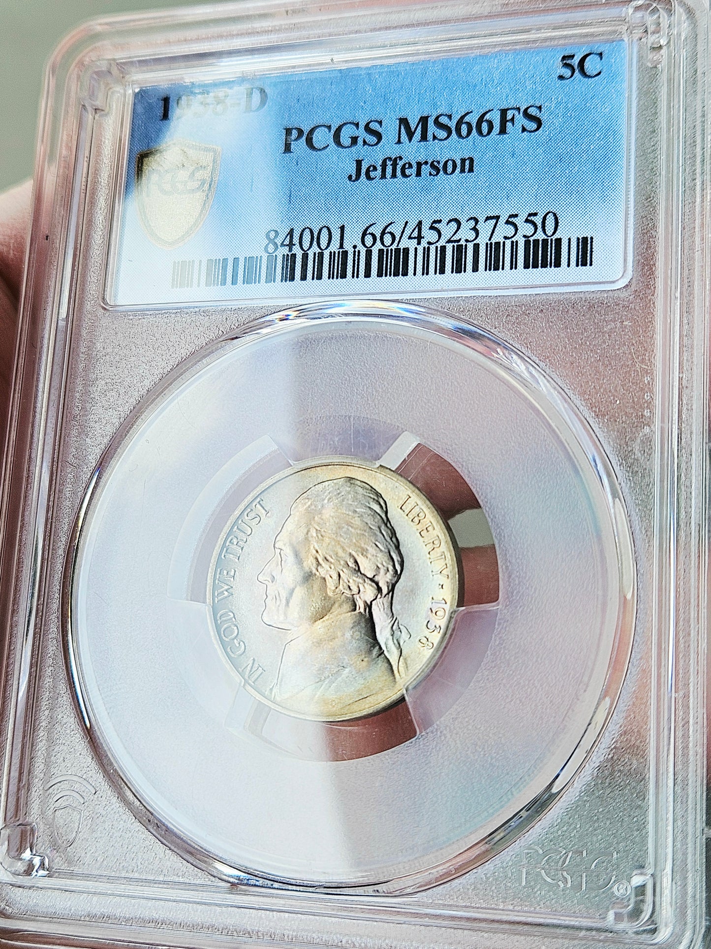 1938-D PCGS MS66FS Toned Jefferson Nickel