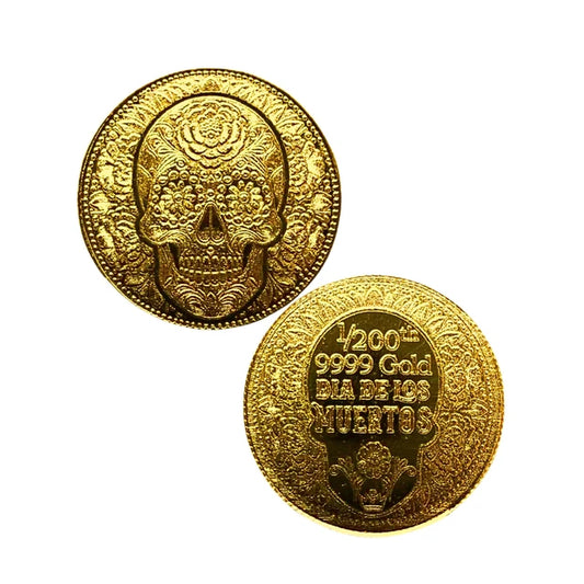 Day of the Dead Rose Skull 1/200 Oz .9999 Fine Gold Round (Sealed in Capsule)