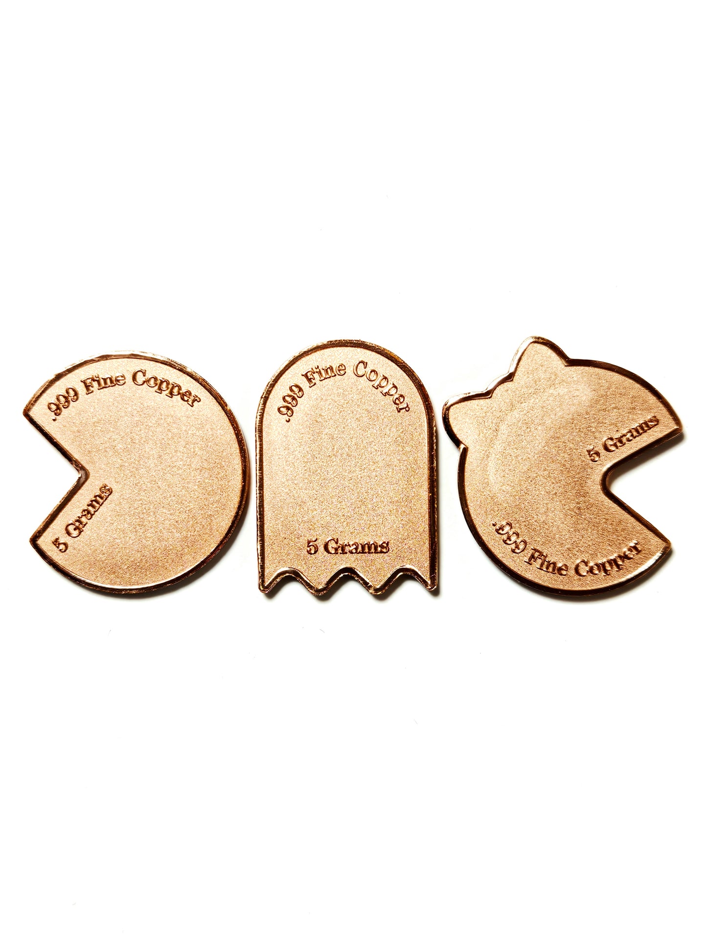 Pac Man, Ghost, & Ms Pac Man 5 Grams .999 Fine Copper Novelty Rounds 3 Piece Set