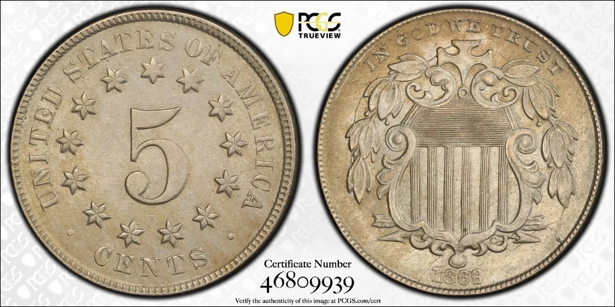 1869 PCGS MS62 Shield Nickel RPD FS-1305
