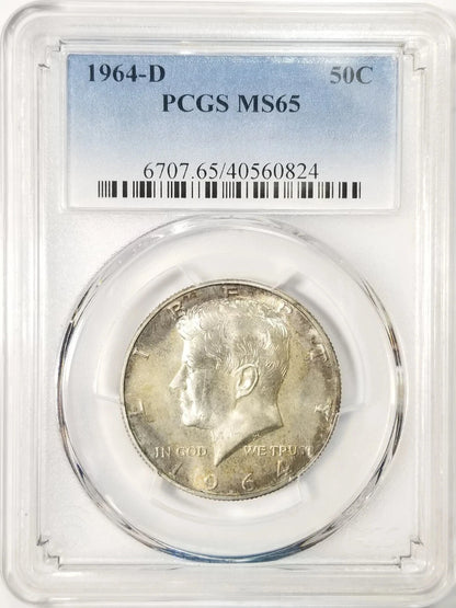 1964-D PCGS MS65 Toned Kennedy Half Dollars