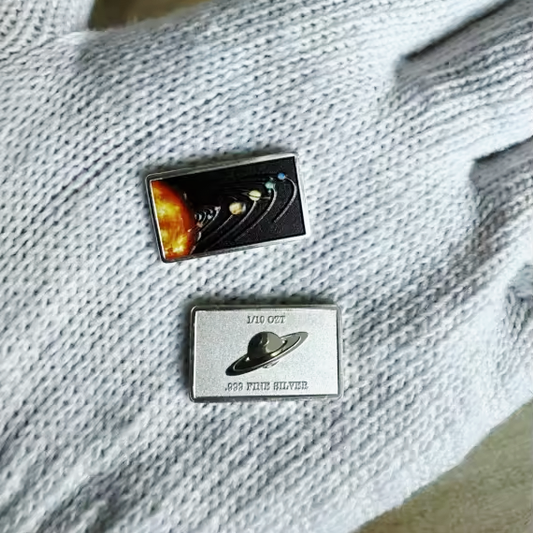 Planets & Solar System With Color 1/10 Oz .999 Fine Silver Space Bar 🪐