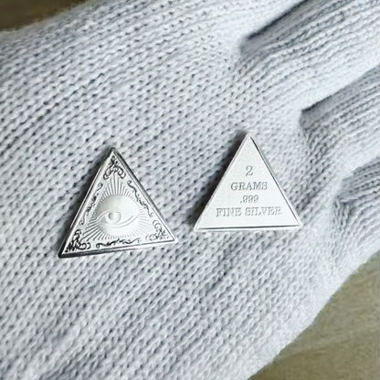Illuminati 2 Grams .999 Fine Silver Triangle Pyramid Eye Bar 👀